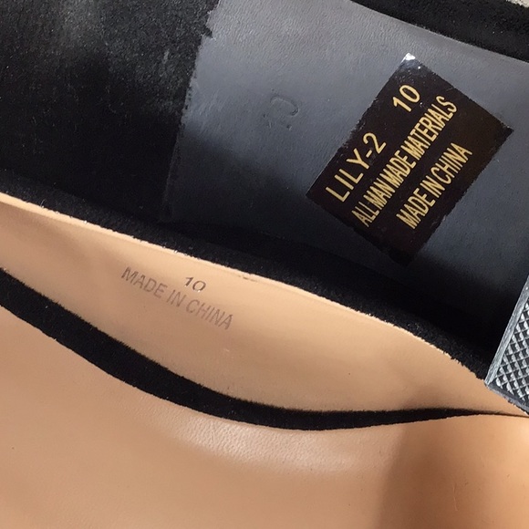 🪭 BESTON ‘Lily-2’ Black Faux Suede Embellished Point Toe Block Kitten Heel - Picture 5 of 10